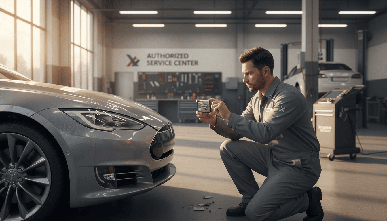 Mekaniker dokumenterar med smartphone